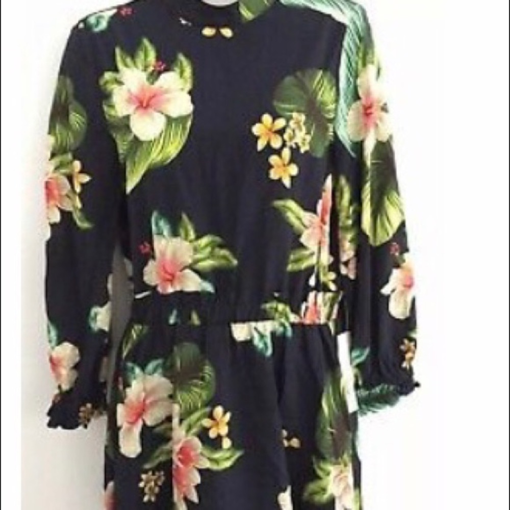 ZARA MULTICOLOURED FLORAL PRINT JUMPSUIT DRESS - Picture 4 of 4